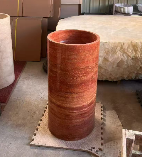 Red Travertine Marble Sink  